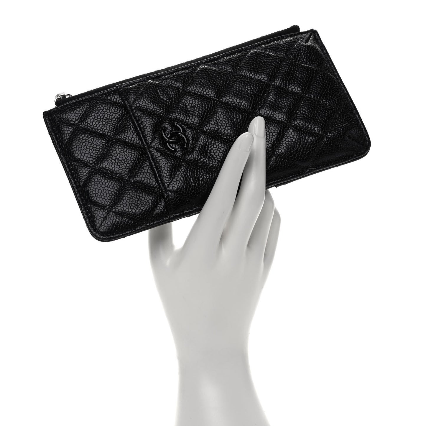Caviar Quilted Classic Flat Wallet Pouch So Black