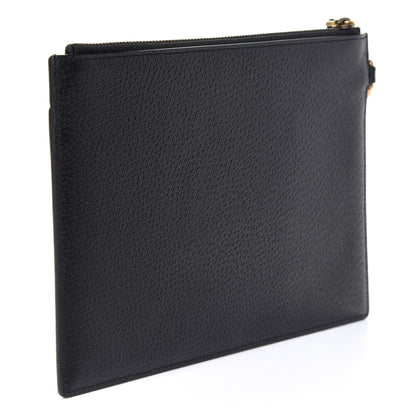 Gucci Dollar Calfskin Boar Effect GG Marmont Zip Wristlet Pouch Black 2 of 4