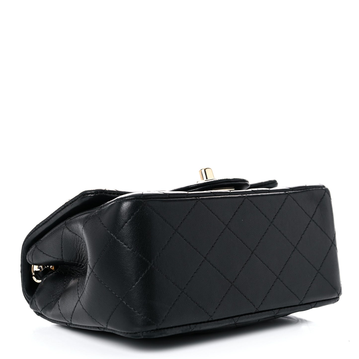 Lambskin Quilted Mini Square Flap Black