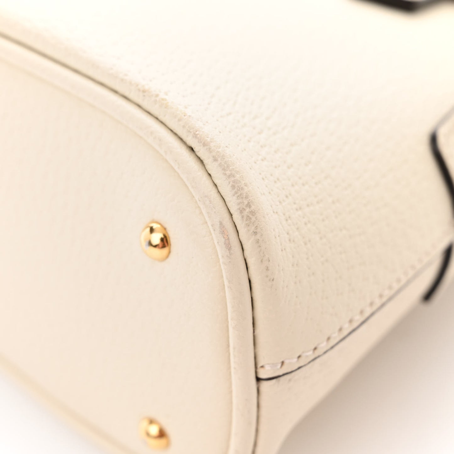 Textured Dollar Calfskin Mini Diana Dome Tote Bag White