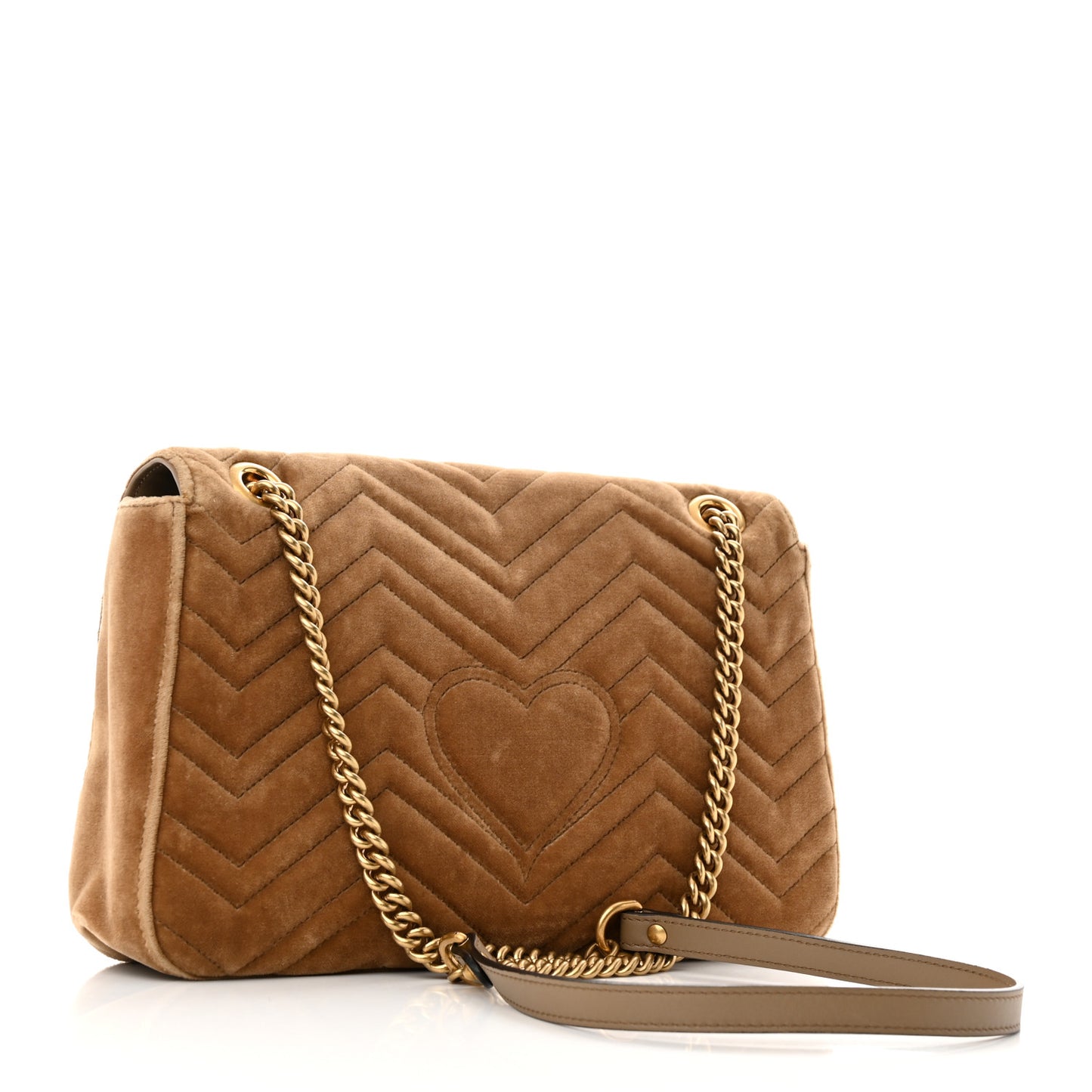 Velvet Matelasse Medium GG Marmont Shoulder Bag Taupe