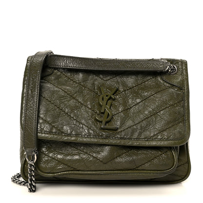 Saint Laurent Crinkled Lambskin Matelasse Monogram Baby Niki Chain Satchel Seawood 1 of 13
