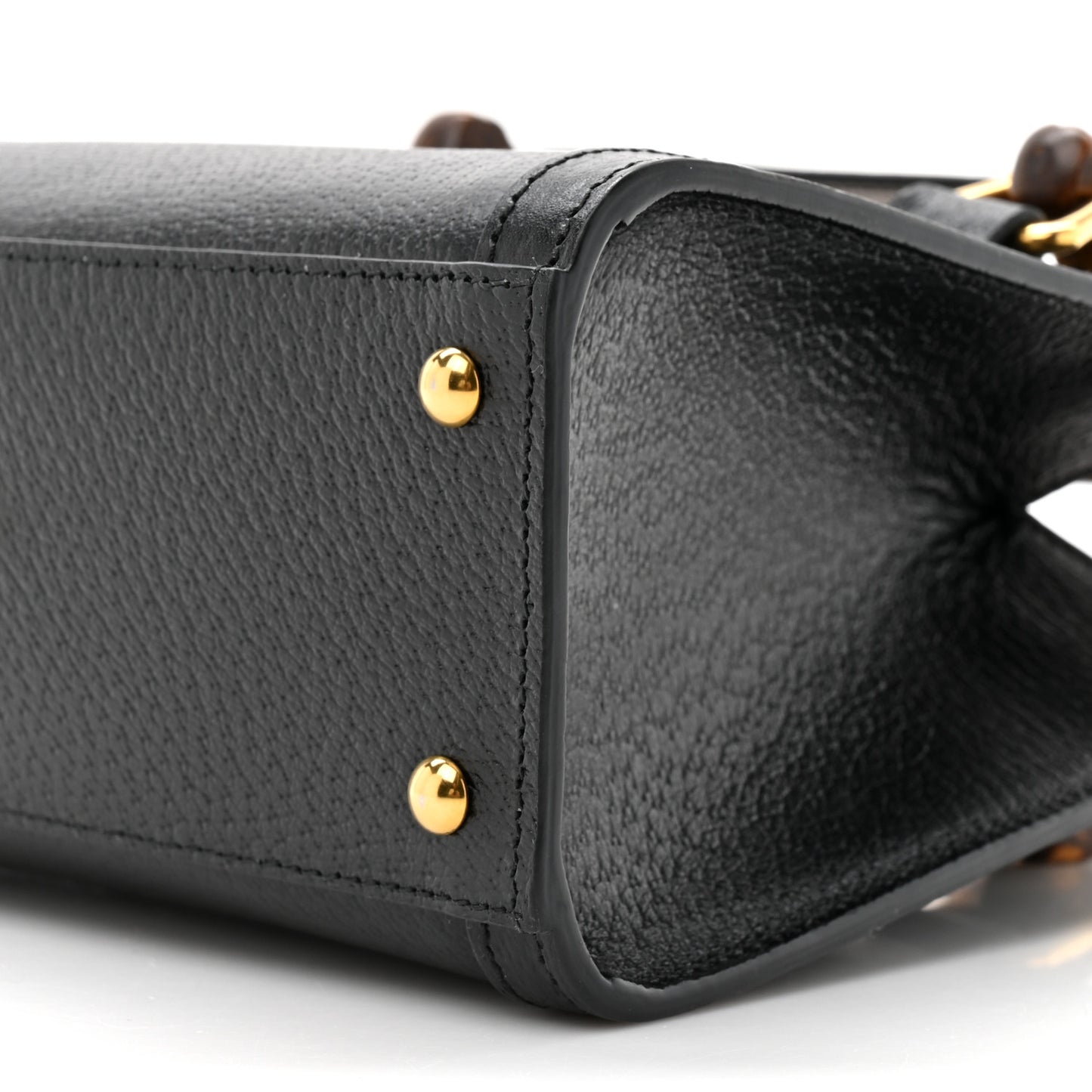Textured Dollar Calfskin Web Mini Diana Tote Bag Black