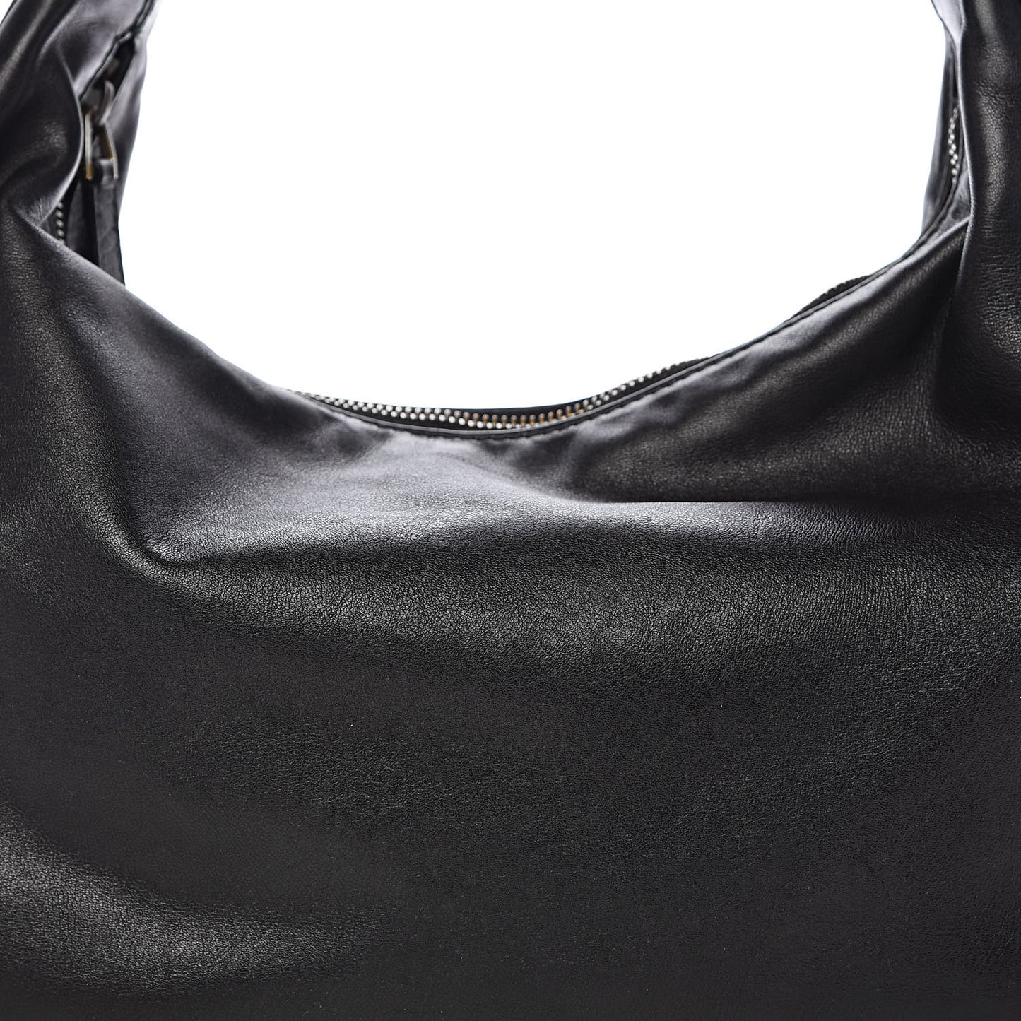 Calfskin Medium Horsebit Chain Hobo Black