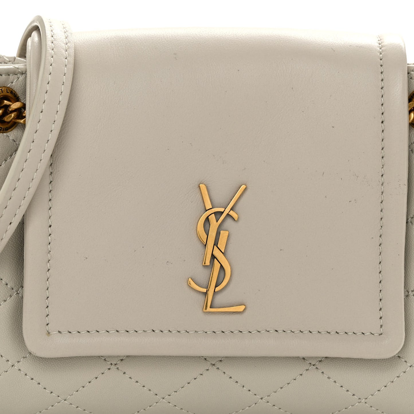 Lambskin Quilted Monogram Mini Nolita Blanc Vintage