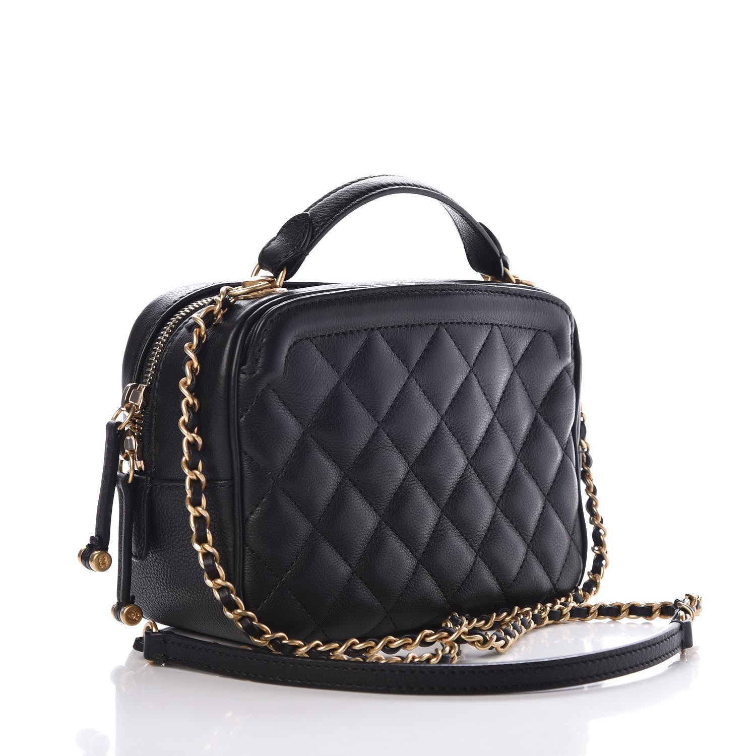 Chanel Calfskin Quilted CC Vanity Case Black 3 of 8