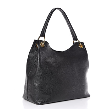 Prada Vitello Phenix Embossed Logo Hobo Black 3 of 10