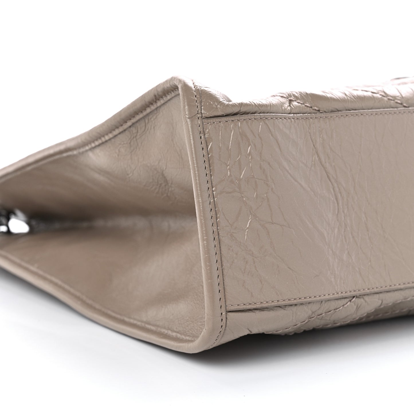 SAINT LAURENT Crinkled Calfskin Matelasse Monogram Large Niki Shopper Tote Dusty Grey