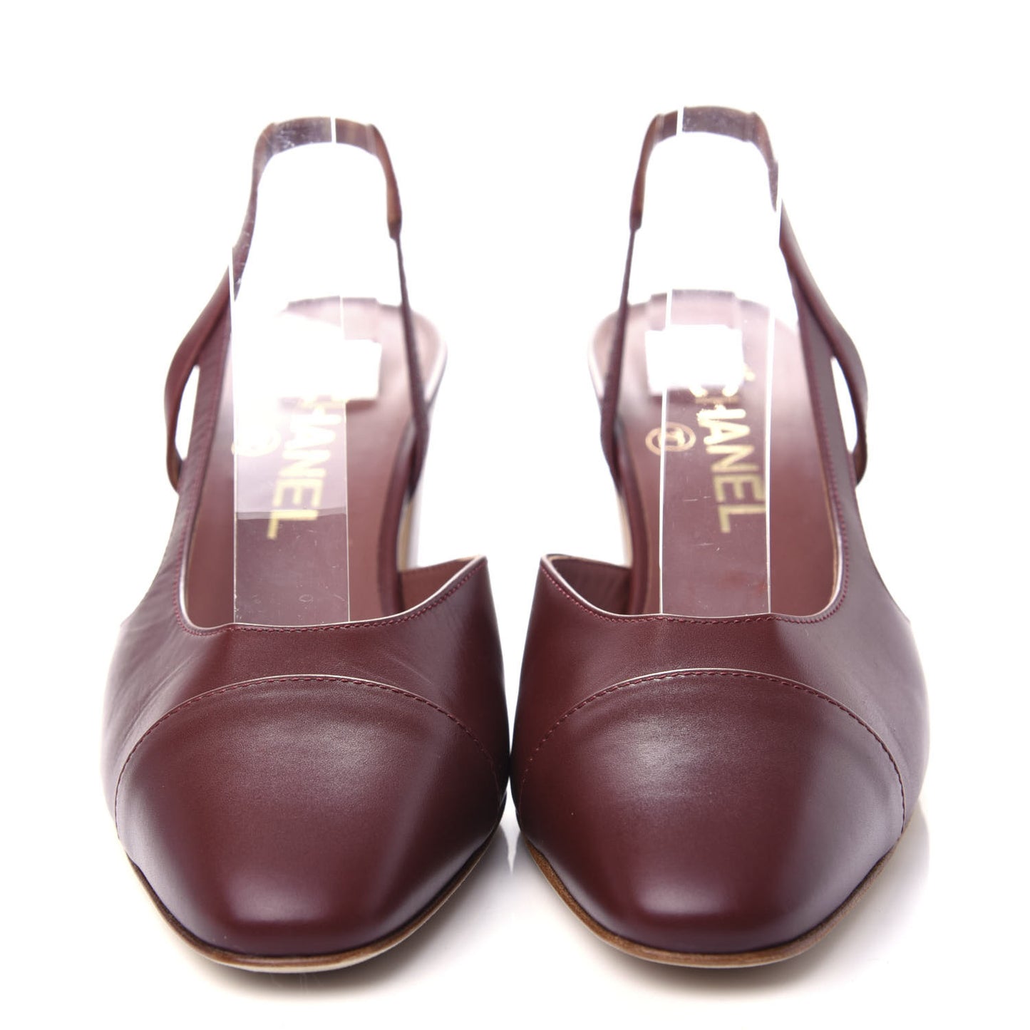 Calfskin Cap Toe CC Slingback Pumps 37 Brown