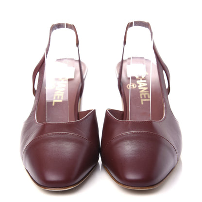 Chanel Calfskin Cap Toe CC Slingback Pumps 37 Brown 2 of 10