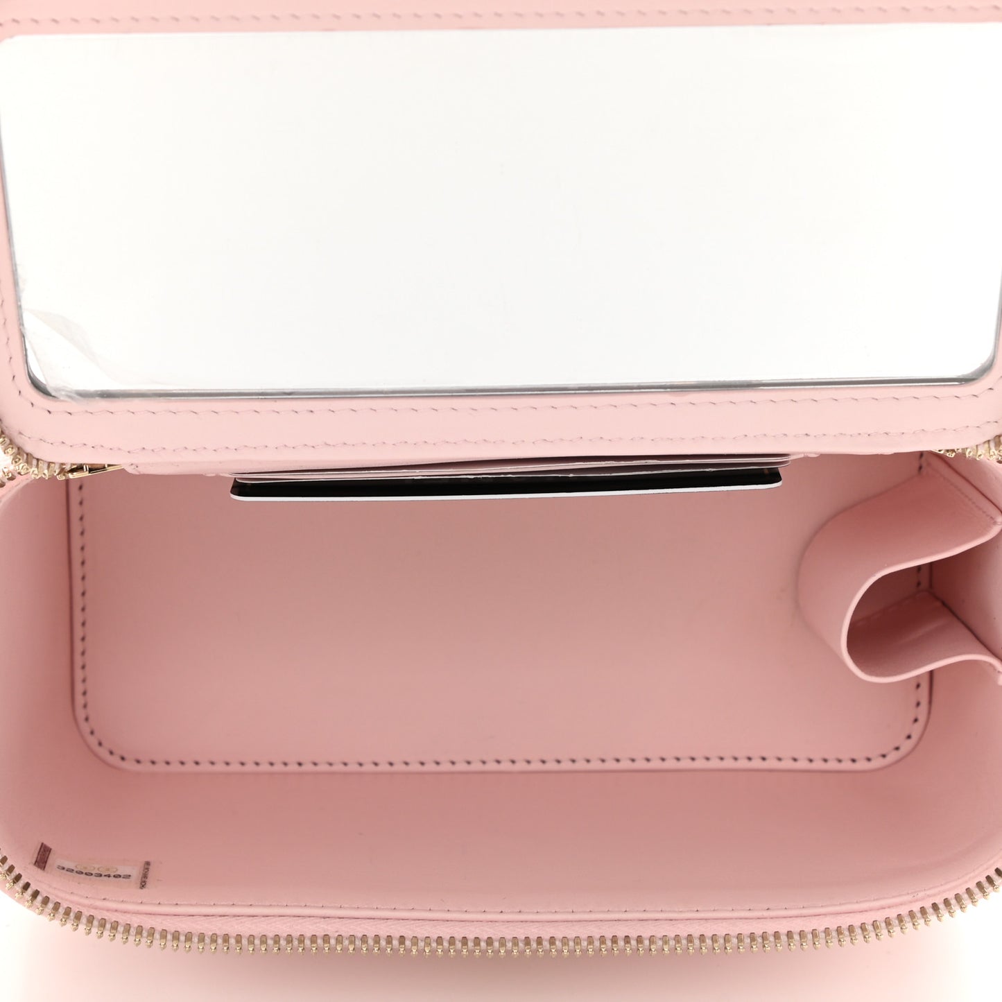 Caviar Quilted Small Vanity Case With Chain Light Pink