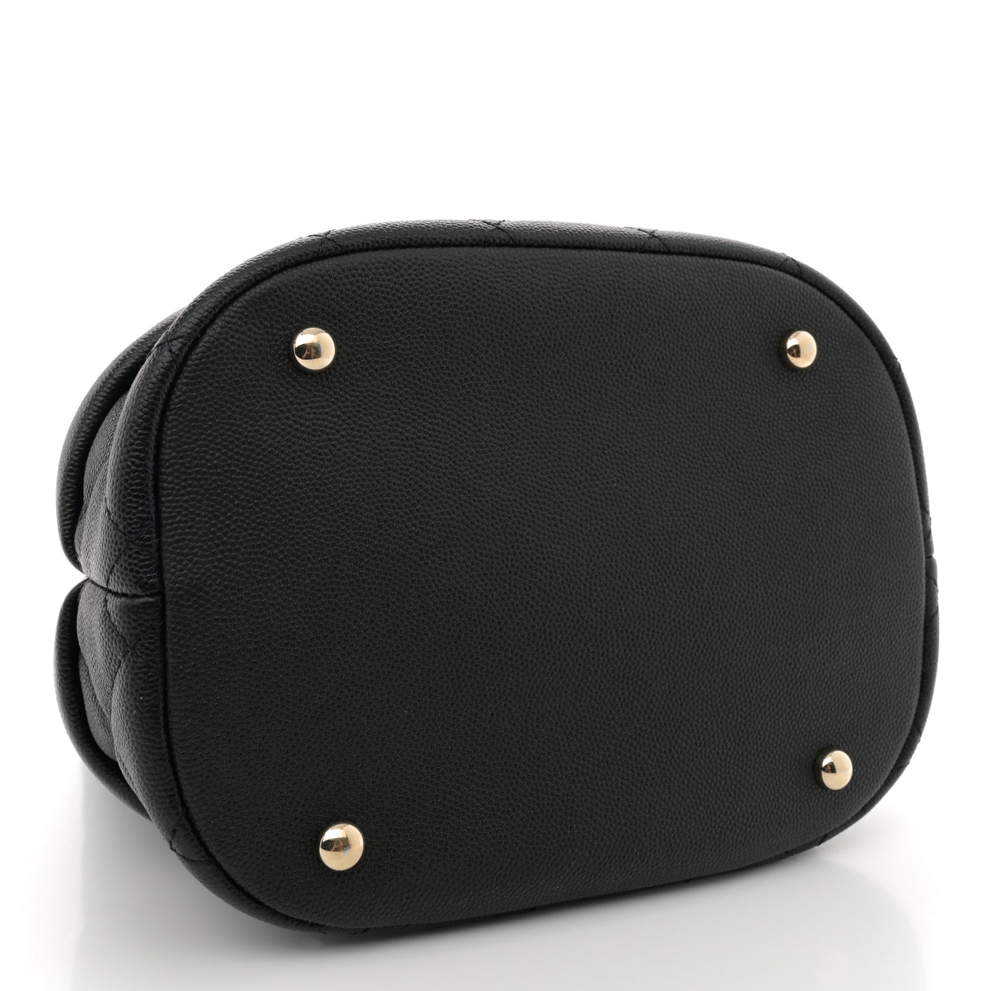 Caviar Quilted Rolled Up Bucket Drawstring Bag Black