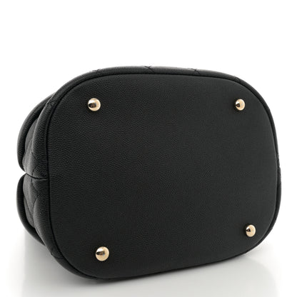 Chanel Caviar Quilted Rolled Up Bucket Drawstring Bag Black 4 of 10