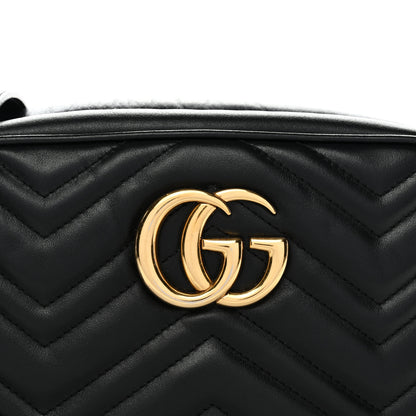 Gucci Calfskin Matelasse Small GG Marmont Chain Shoulder Bag Black 8 of 14