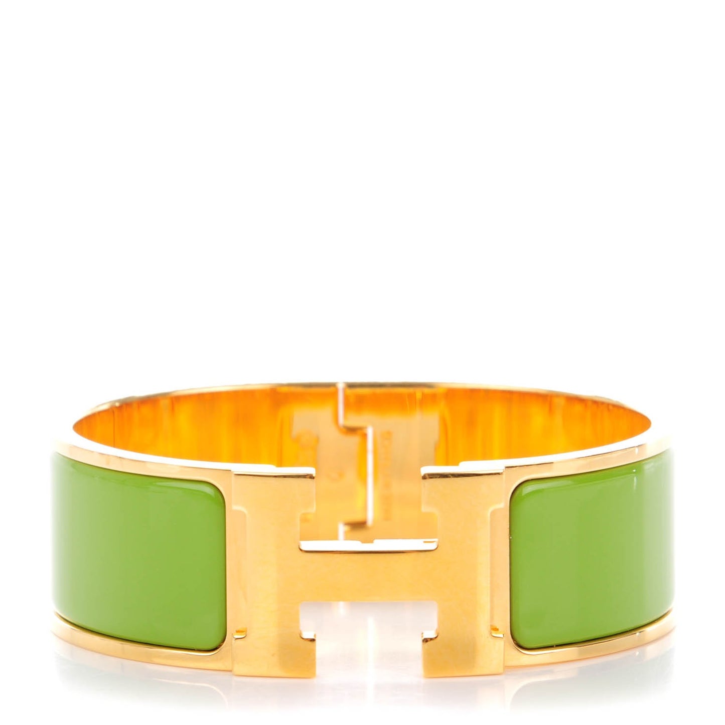 Enamel Wide Clic Clac H Bracelet PM Vert Praire