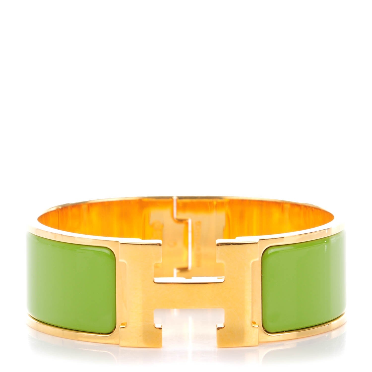 Hermes Enamel Wide Clic Clac H Bracelet PM Vert Praire 1 of 5