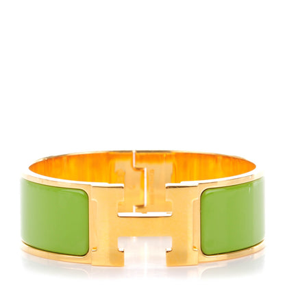 Hermes Enamel Wide Clic Clac H Bracelet PM Vert Praire 1 of 5