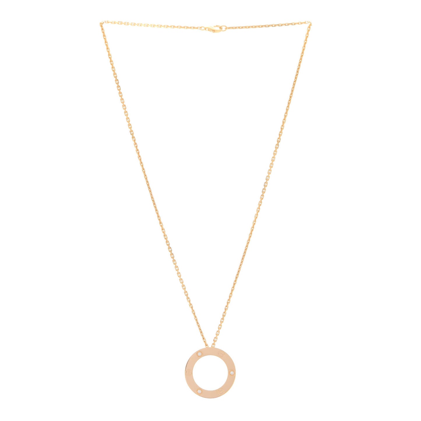 18K Yellow Gold 3 Diamonds LOVE Pendant Necklace
