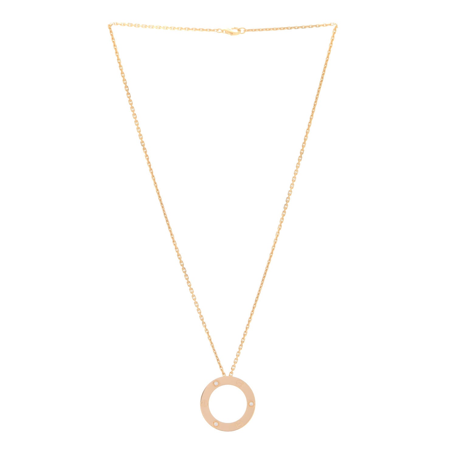 Cartier 18K Yellow Gold 3 Diamonds LOVE Pendant Necklace 3 of 7