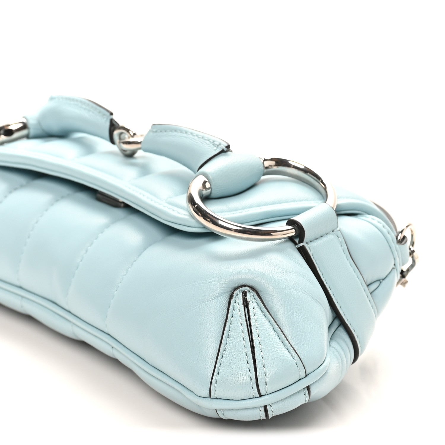 Gucci Nappa Vertical Matelasse Medium Maxi Horsebit Chain Shoulder Bag Crystal Snow 10 of 10