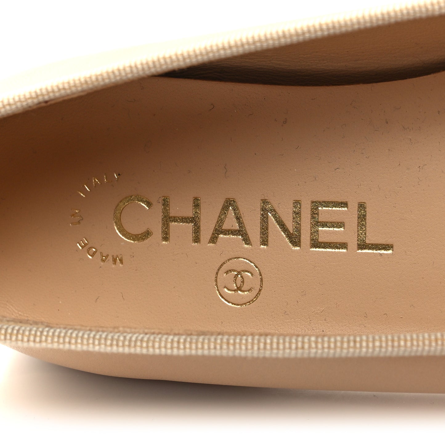 Lambskin Cap Toe CC Ballerina Flats 37.5 Beige Black