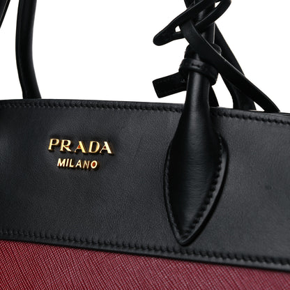 Prada Saffiano City Calfskin Small Esplanade Tote Fuoco Black 8 of 13