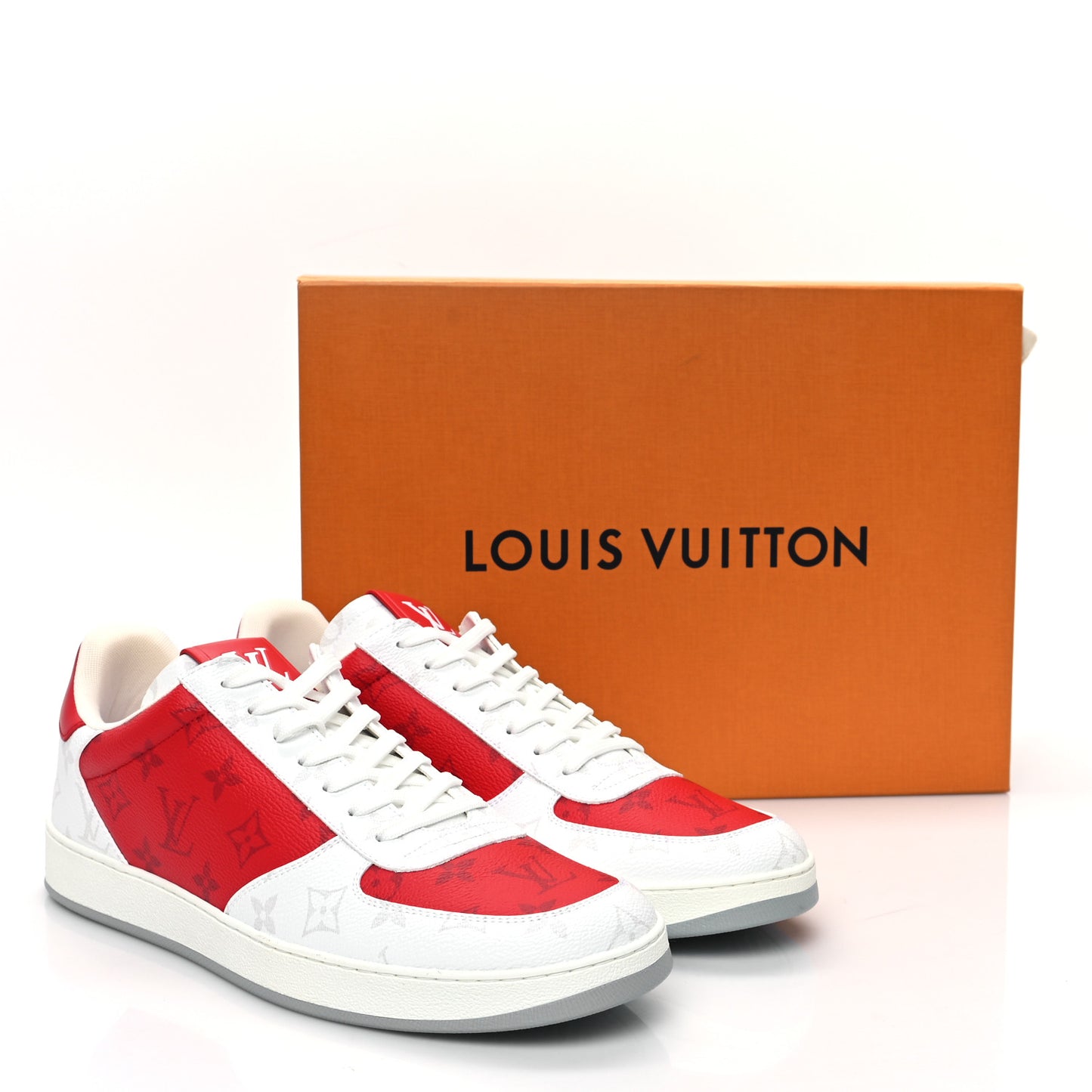 Monogram Calfskin Mens Rivoli Sneakers 9.5 Red