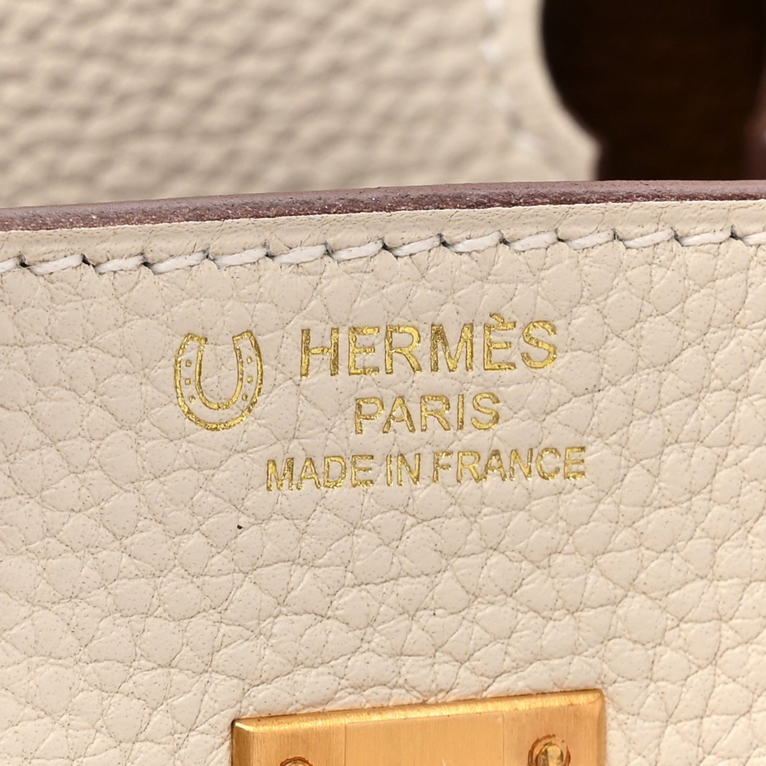 Hermes Togo Horseshoe Birkin 25 Craie Gold 6 of 9