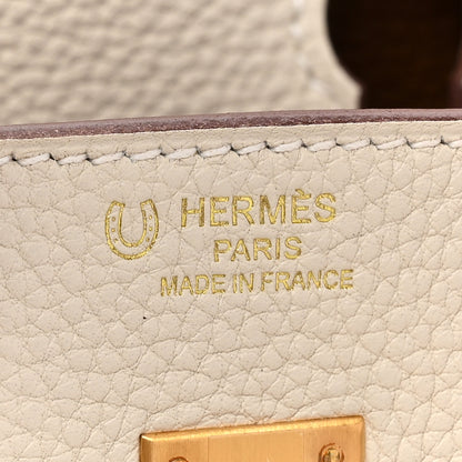 Hermes Togo Horseshoe Birkin 25 Craie Gold 6 of 9
