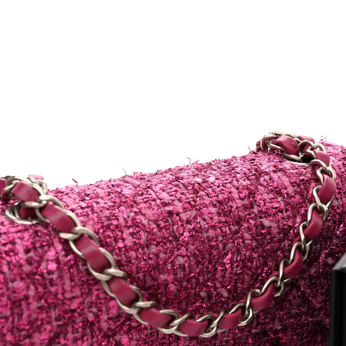 Metallic Tweed Quilted Mini Rectangular Flap Pink