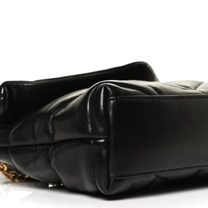 Saint Laurent Lambskin Quilted Toy Loulou Puffer Monogram Chain Satchel Black 9 of 13