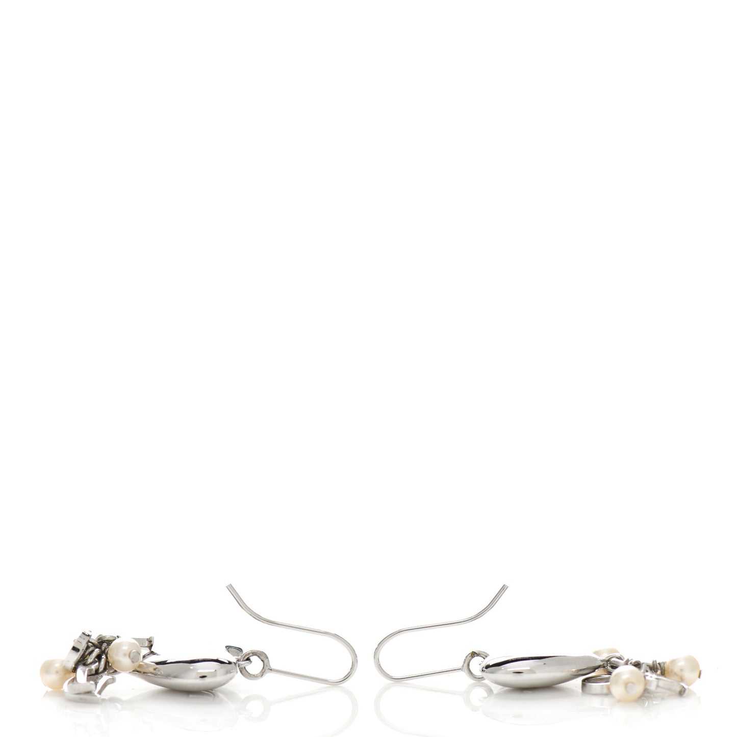 Heart Bead Earrings Silver White