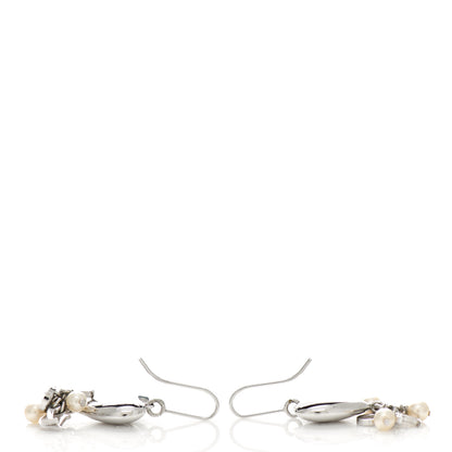 Christian Dior Heart Bead Earrings Silver White 3 of 3