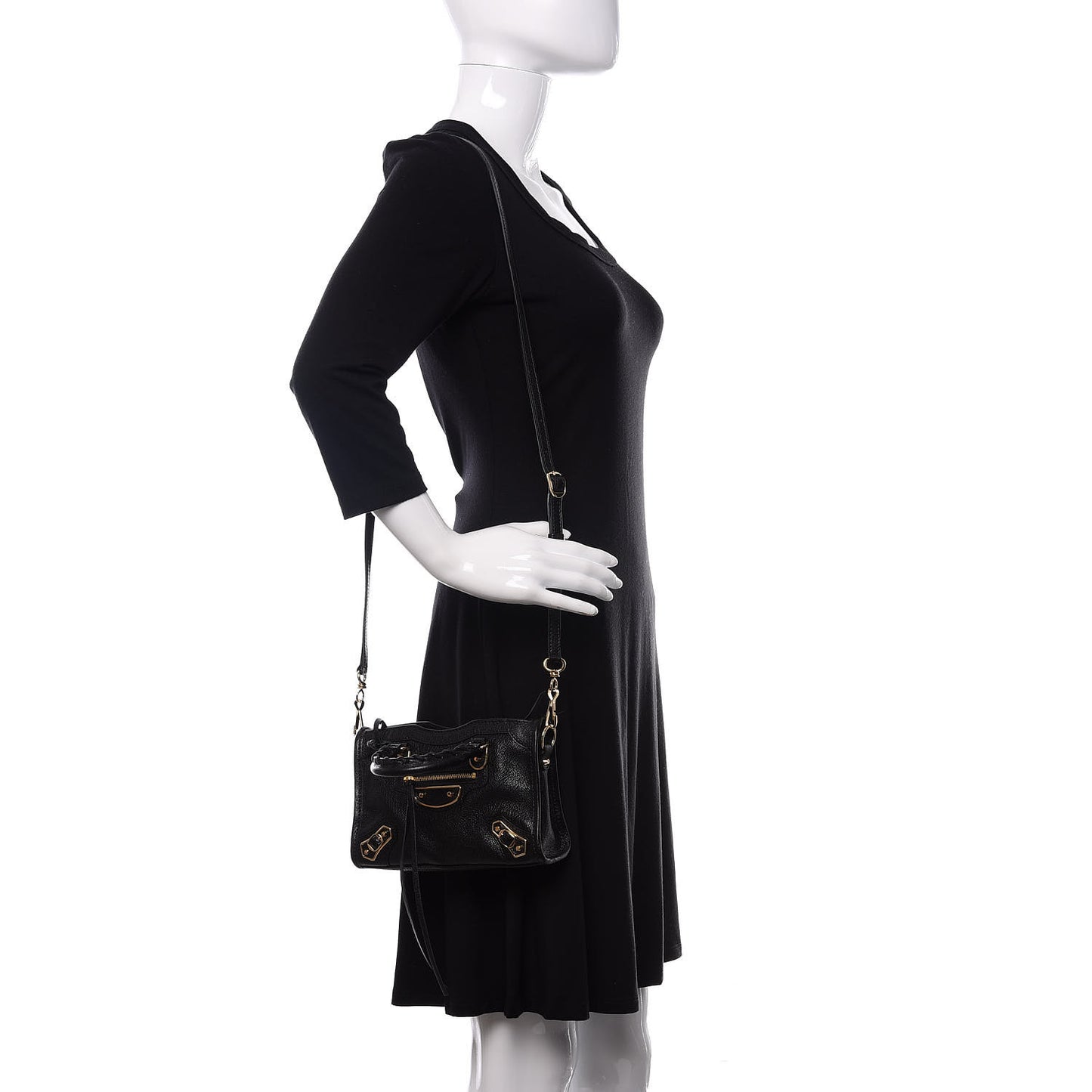 Chevre Gold Metallic Edge Hardware Nano City Black