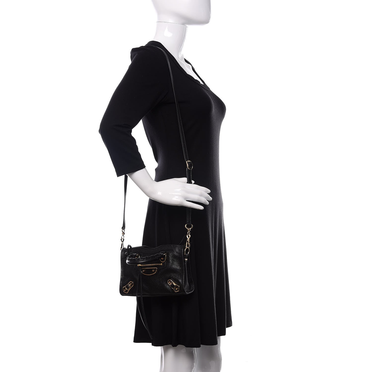 Balenciaga Chevre Gold Metallic Edge Hardware Nano City Black 2 of 10