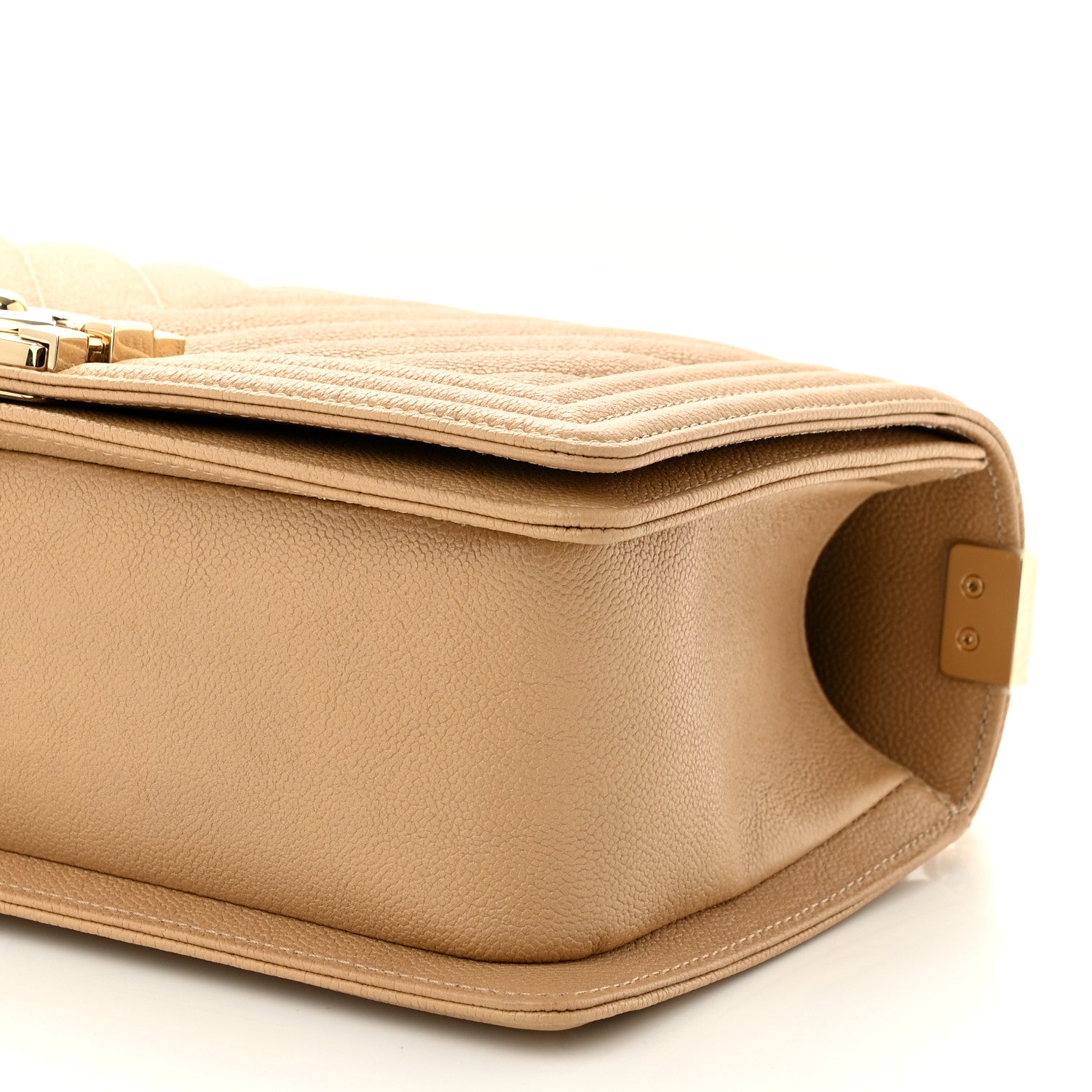 Chanel Caviar Chevron Quilted Medium Boy Flap Beige 9 of 10