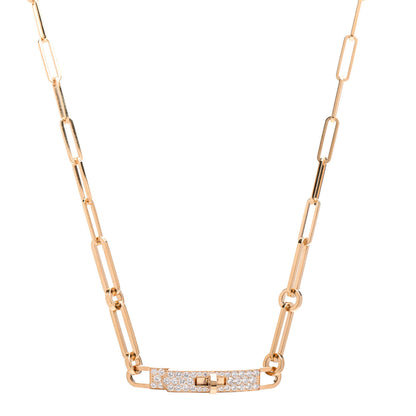 Hermes 18K Yellow Gold Diamond Pave Kelly Chaine Choker Necklace 1 of 5