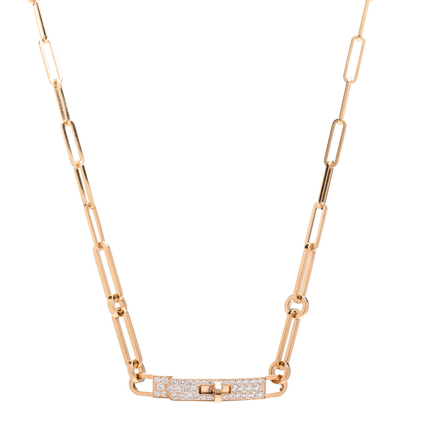 18K Yellow Gold Diamond Pave Kelly Chaine Choker Necklace