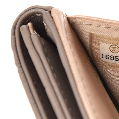 Chanel Lambskin Camellia Embossed French Wallet Beige 7 of 8