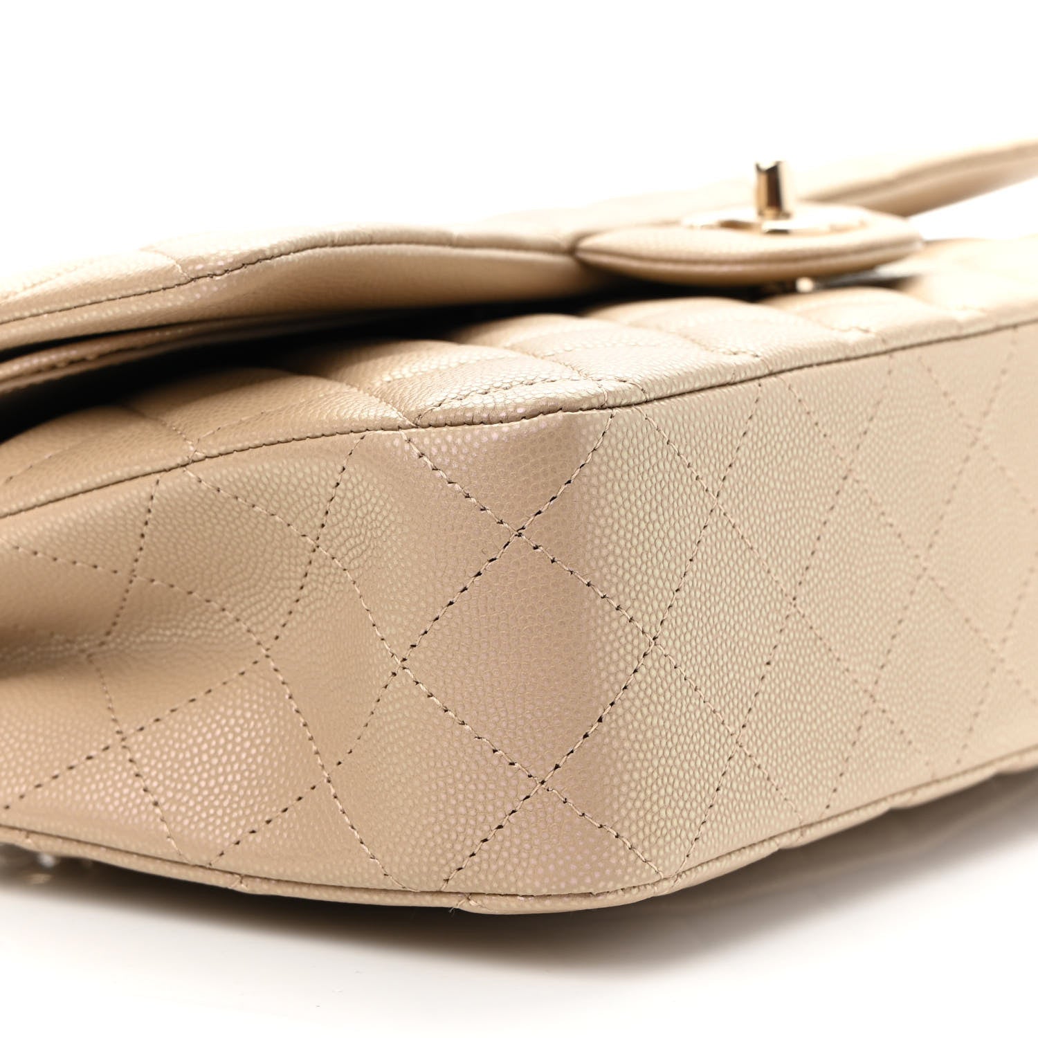 Chanel Iridescent Caviar Quilted Medium Double Flap Dark Beige 8 of 9