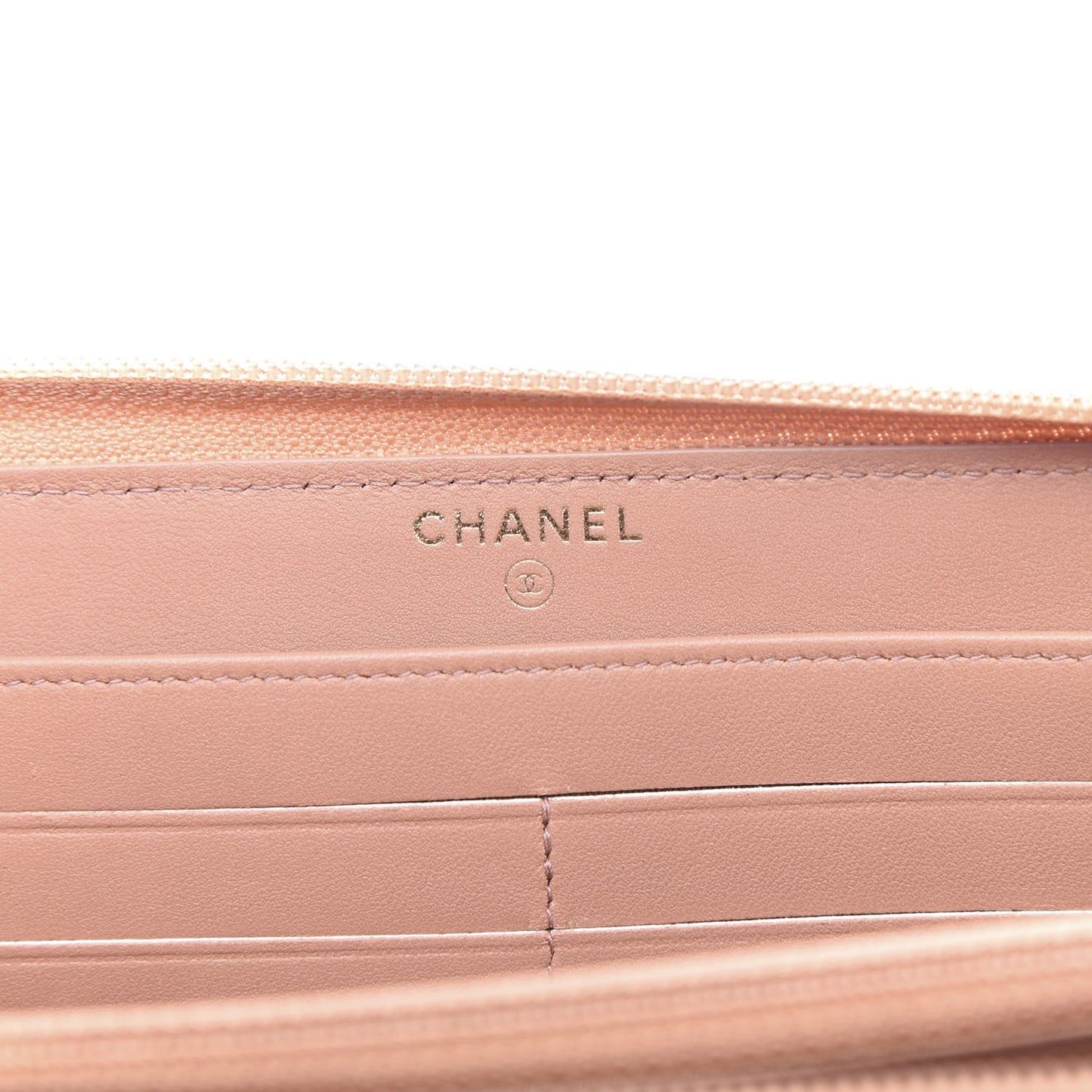Lambskin Quilted Boy Zip Around Wallet Beige