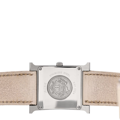 Hermes Stainless Steel Epsom Diamond Mother of Pearl 26mm Heure H Hour Quartz Watch Blanc 4 of 5