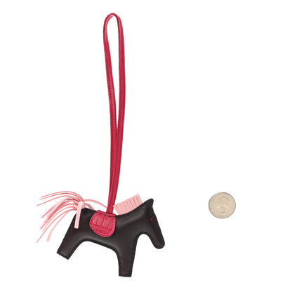 Hermes Milo Lambskin Matte Alligator Touch Grigri Rodeo Horse Bag Charm PM Rouge Sellier Framboise Rose Sakura 2 of 5