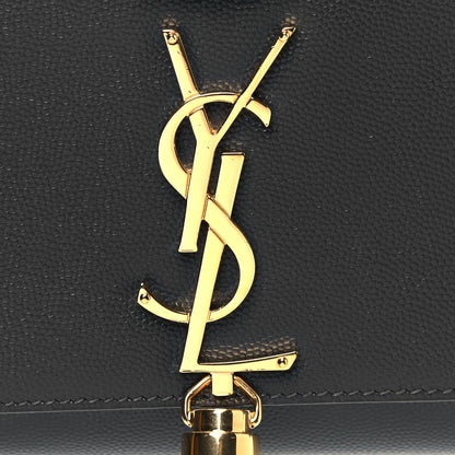 Saint Laurent Grain De Poudre Small Classic Monogram Kate Tassel Satchel Dark Smog 8 of 10