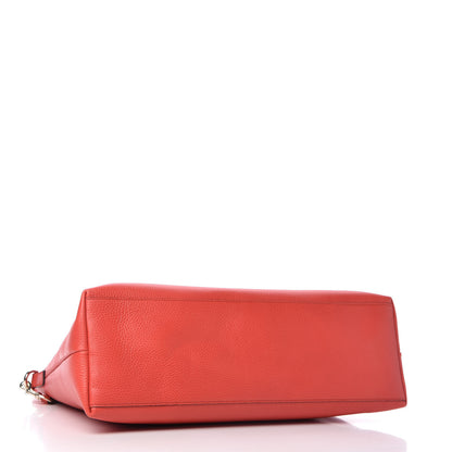 Gucci Calfskin Large Bamboo Tassel Top Handle Tote Red 4 of 10