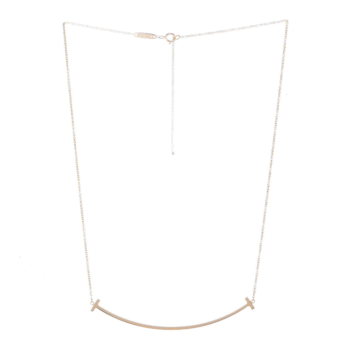 18K Yellow Gold Large T Smile Pendant Necklace