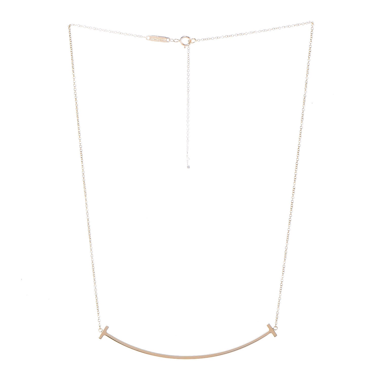 Tiffany 18K Yellow Gold Large T Smile Pendant Necklace 3 of 5