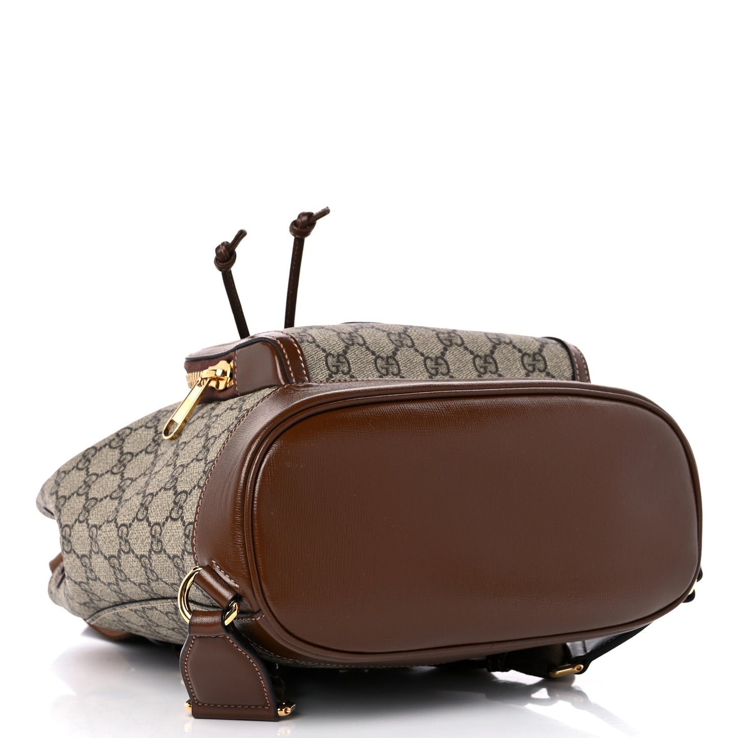 GG Supreme Monogram Azalea Calfskin Retro Interlocking G Buckle Backpack Beige Ebony Brown Sugar