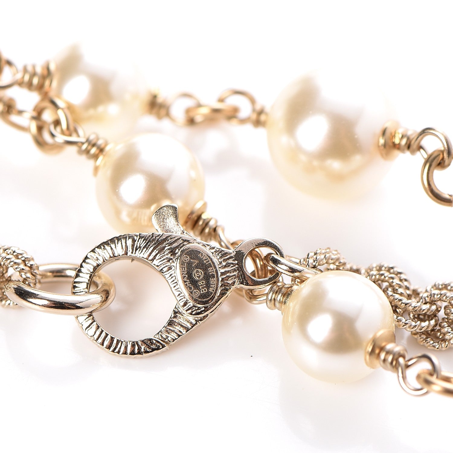 Chanel Pearl Long CC Necklace Gold 5 of 6