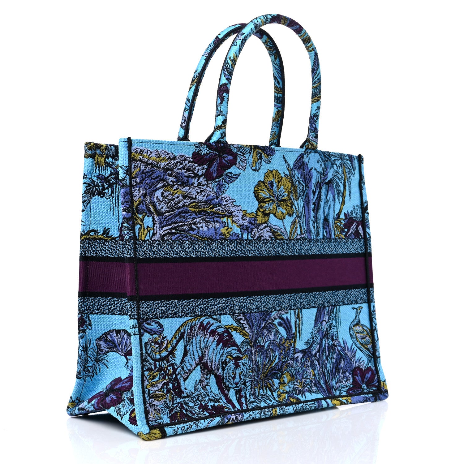 Christian Dior Canvas Embroidered Large Toile de Jouy Voyage Book Tote Celestial Blue 3 of 11